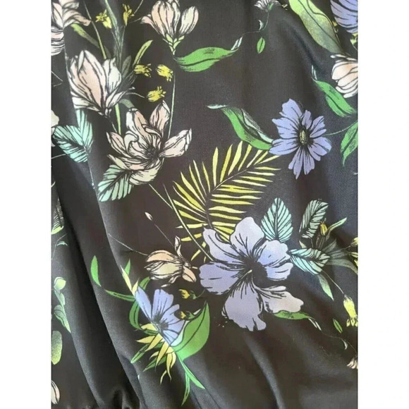 AFRM BLACK FLORAL DRESS SIZE S PADDED SHOULDER SIDE SLIT OPEN BACK SLIM FIT NWOT - Picture 9 of 9